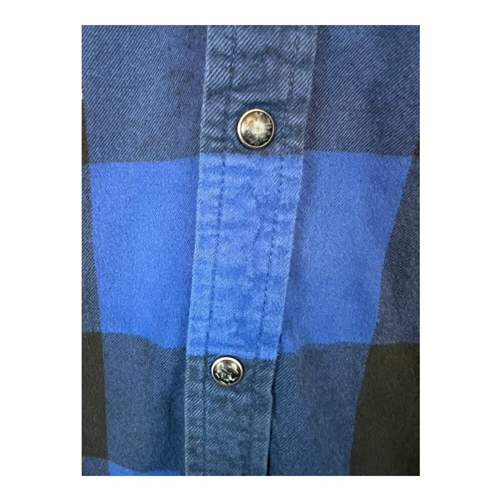 Mens Grunge Flannel Shirt Button Down Distressed Gorpcore Utility XL Blue - Picture 3 of 8
